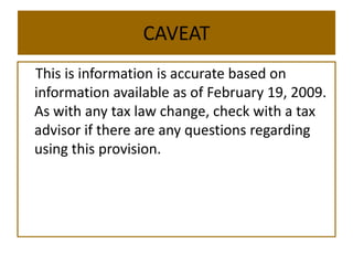 2009 Tax Credit Slideshow