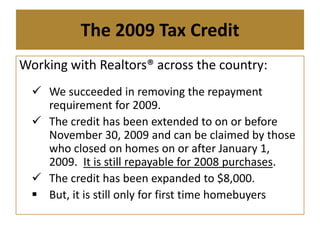 2009 Tax Credit Slideshow