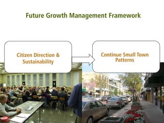 Future Growth Management Framework




Citizen Direction &       Continue Small Town
   Sustainability               Patterns
 