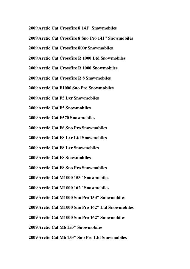2009 Arctic Cat Snowmobile Service Repair Workshop Manual Download