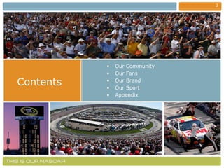 Contents Our Community Our Fans Our Brand Our Sport Appendix 