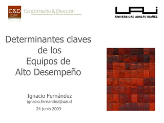 Determinantes claves  de los Equipos de  Alto Desempeño  Ignacio Fernández [email_address] 24 junio 2009   