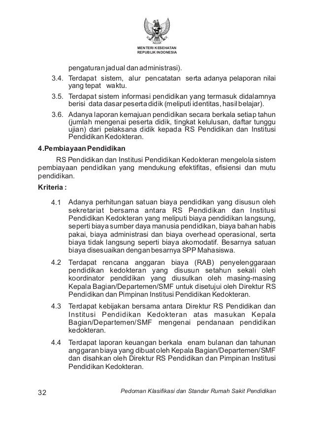 Standar RS Pendidikan Depkes 2009