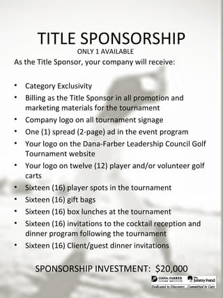 2009 Dflc Golf Tournament Sponsorship Opportunities