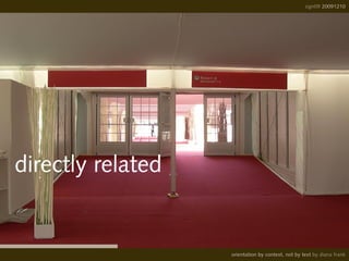 directly related
sign09 20091210
orientation by context, not by text by diana frank
 