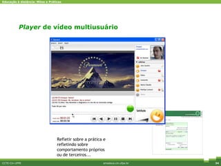 Player  de vídeo multiusuário CCTE-Cin-UFPE amadeus.cin.ufpe.br Refletir sobre a prática e refletindo sobre comportamento próprios ou de terceiros... 
