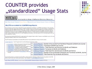 COUNTER provides „standardized“ Usage Stats 