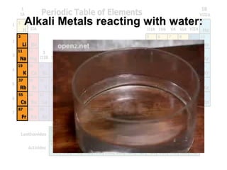 Alkali Metals reacting with water: 