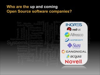 Who are the up and coming
Open Source software companies?
 