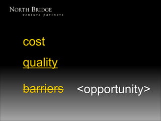 future
cost
quality
barriers <opportunity>
 