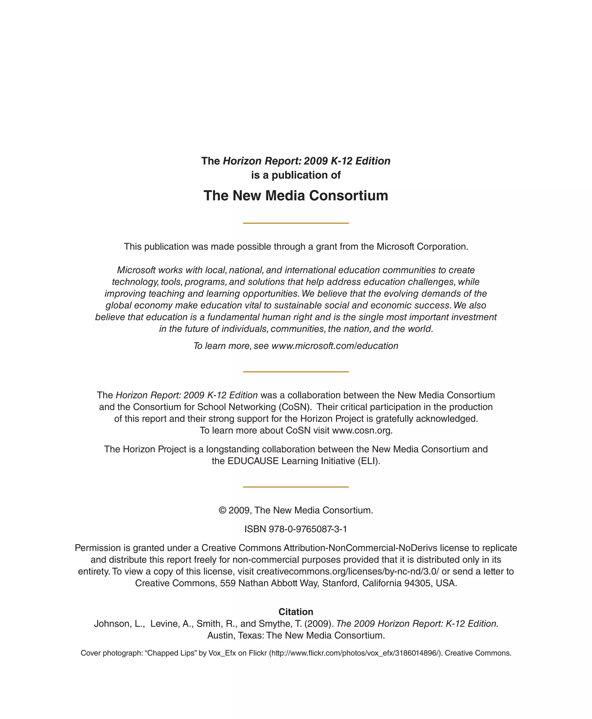 2009 Horizon Report K12