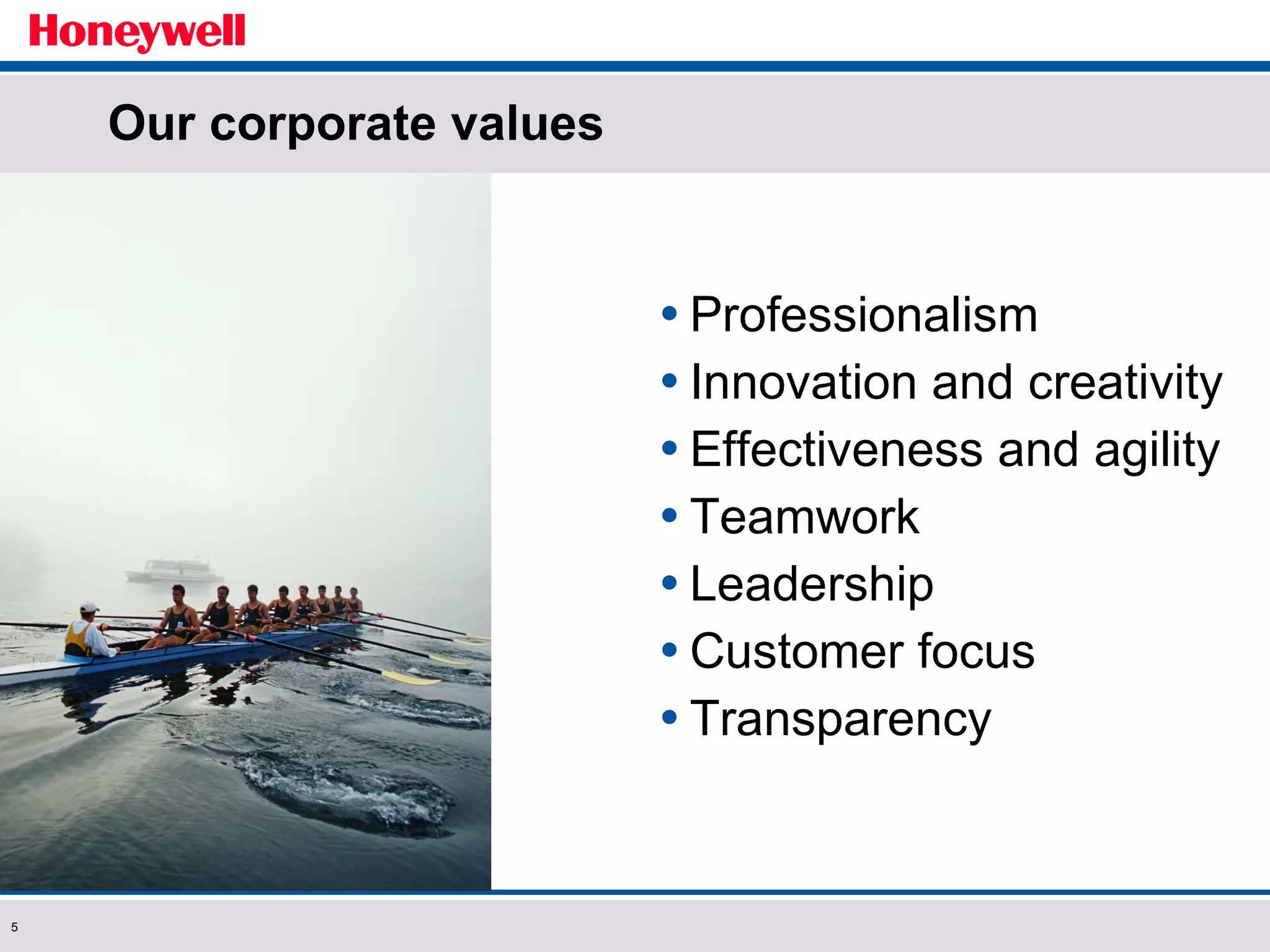 Our corporate values Professionalism Innovation and creativity Effectiveness and agility Teamwork Leadership Customer focus Transparency 