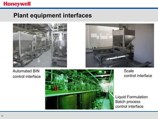 Automated BIN  control interface Plant equipment interfaces Scale  control interface Liquid Formulation Batch process control interface 