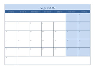 2009 Monthly Calendar(Powerpoint) | PPT