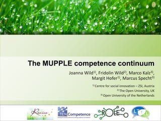 The MUPPLE competence continuum Joanna Wild1), Fridolin Wild2), Marco Kalz3), Margit Hofer1), Marcus Specht3) 1) Centre for social innovation – ZSI, Austria 2) The Open University, UK 3) Open University of the Netherlands 