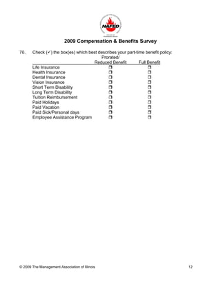 2009 nafed compensation & benefits survey questionnaire | PDF