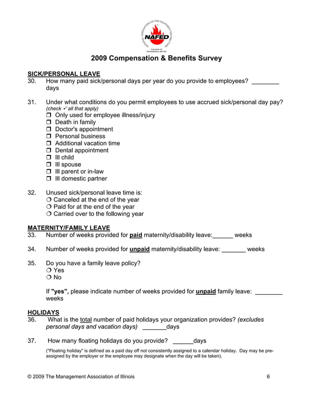 2009 nafed compensation & benefits survey questionnaire
