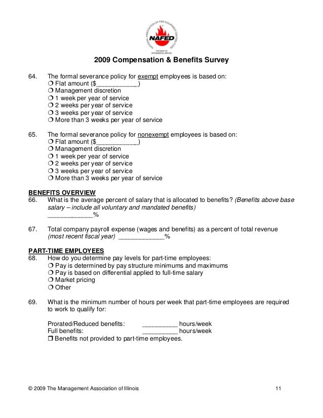 employee benefit survey questionnaire