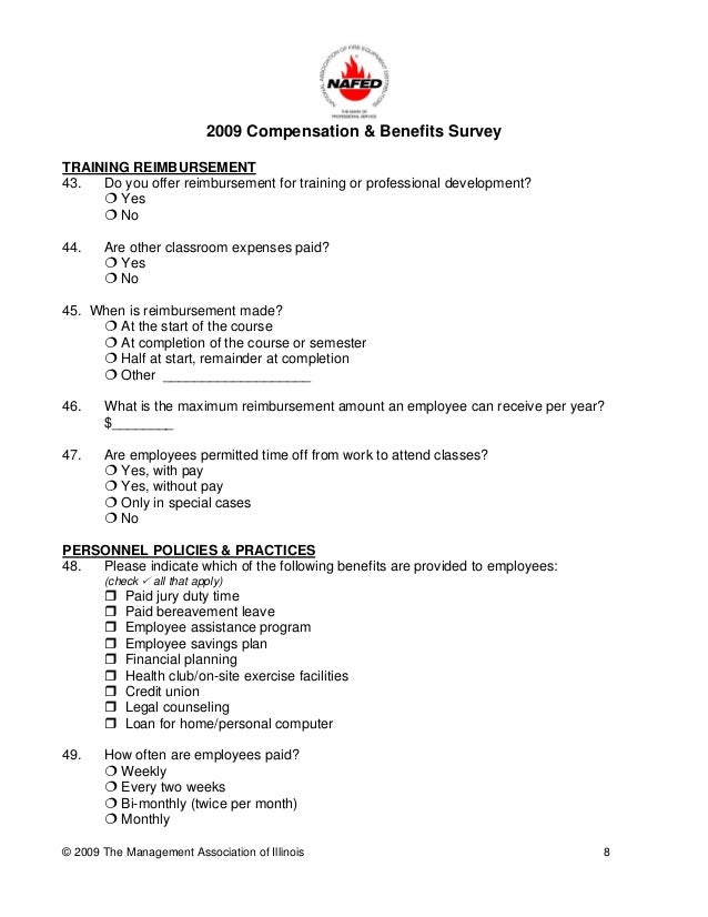 employee benefit survey questionnaire