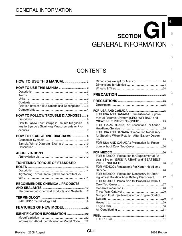 2009 nissan rogue service repair manual