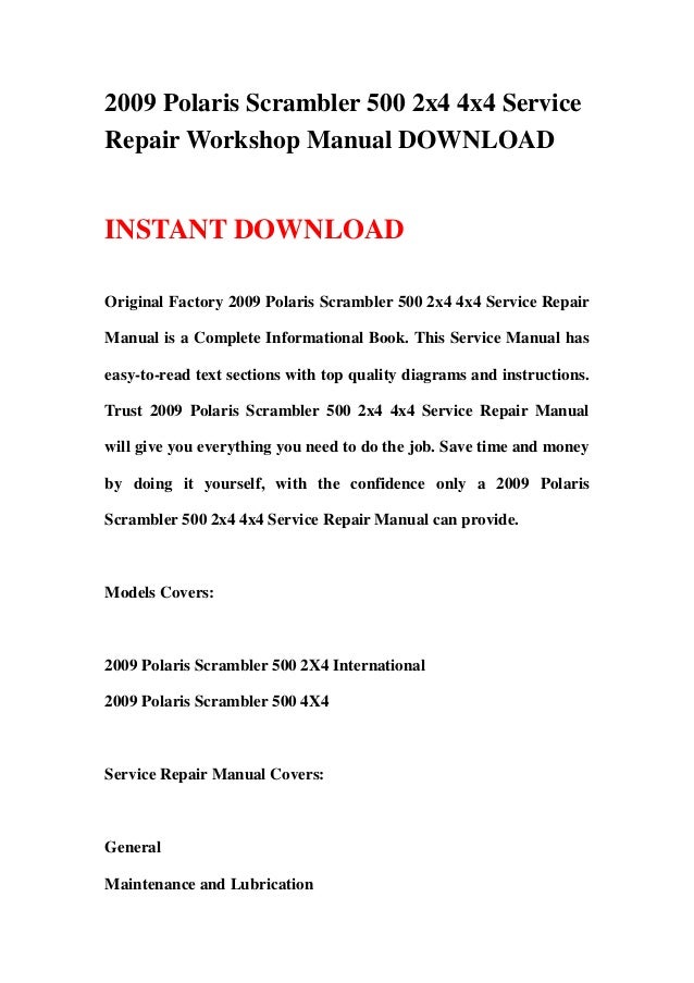 Free polaris service manual download