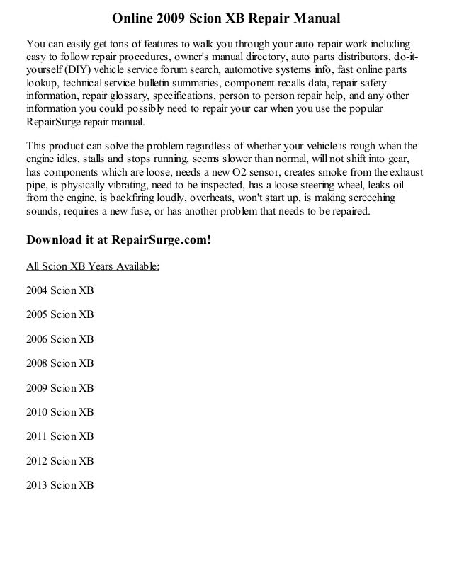 2008 scion tc service manual