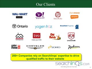 Searchlinqs Inc. 200+ Companies rely on Searchlinqs’ expertise to drive qualified traffic to their website  Our Clients 