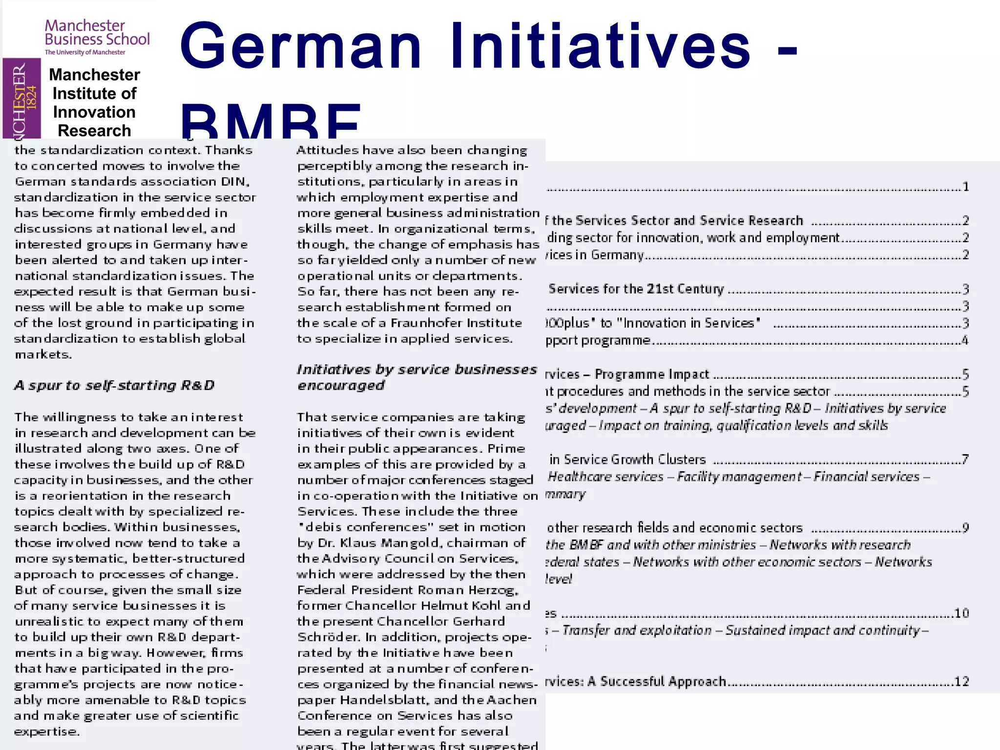 German Initiatives - BMBF 