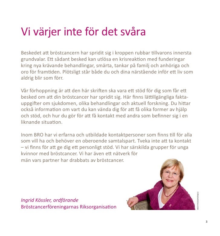 Spridd bröstcancer - information, råd och stöd till kvinnor och anhöru2026