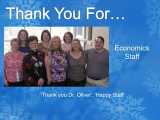 Thank You For…Economics Staff  'Thank you Dr. Oliver', 'Happy Staff'