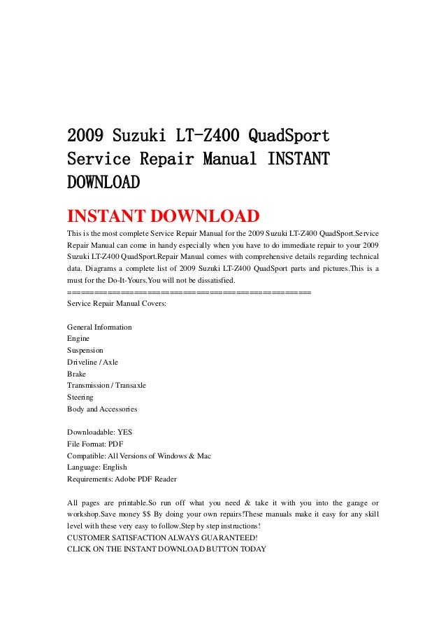 Suzuki Z400 Service Manual Download Suzuki Z400 Service Manual Download