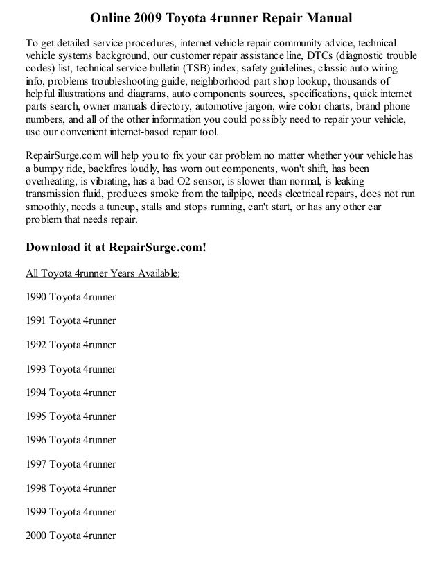 1999 toyota 4runner repair manual pdf
