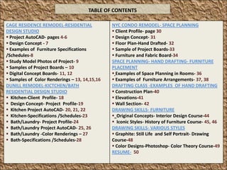 TABLE OF CONTENTSCAGE RESIDENCE REMODEL-RESIDENTIAL DESIGN STUDIO Project AutoCAD- pages 4-6