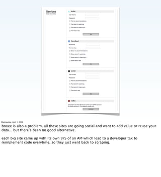 Implementing the Social Web
