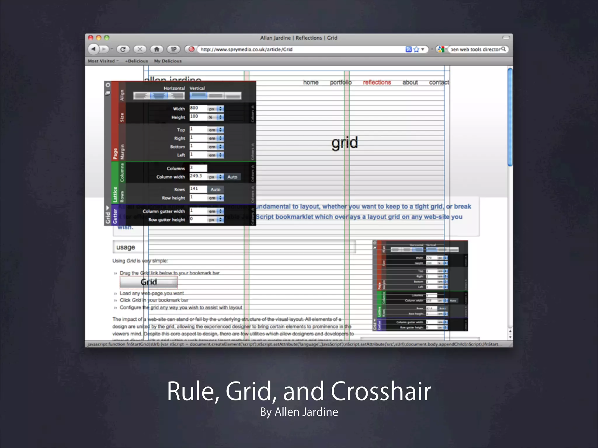 Rule, Grid, and Crosshair
        By Allen Jardine
 