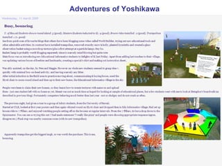 Adventures of Yoshikawa 
Saturday, 13 September 2014 
 