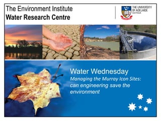 The Environment Institute
Water Research Centre




                        Water Wednesday
                        Managing the Murray Icon Sites:
                        can engineering save the
                        environment
 