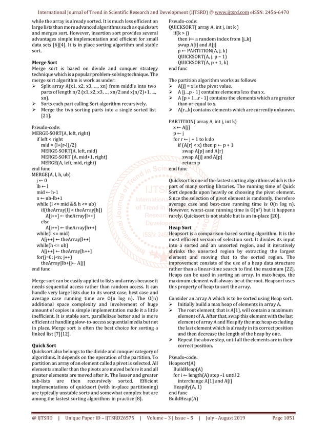 Analysis and Comparative of Sorting Algorithms | PDF