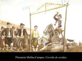 Florencio Molina Campos.  Corrida de sortijas 