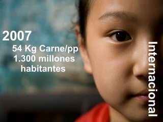 2007   54 Kg Carne/pp 1.300 millones habitantes   Internacional  