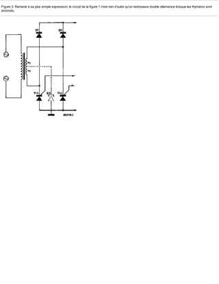 Figure 3. Ramené à sa plus simple expression, le circuit de la figure 1 n'est rien d'autre qu'un redresseur double alternance lorsque les thyristors sont
amorcés.
 