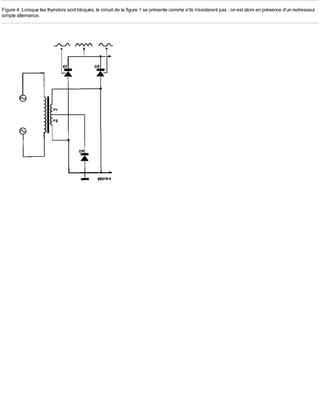 Figure 4. Lorsque les thyristors sont bloqués, le circuit de la figure 1 se présente comme s'ils n'existaient pas : on est alors en présence d'un redresseur
simple alternance.
 