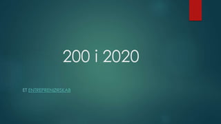 200 i 2020 
ET ENTREPRENØRSKAB 
 