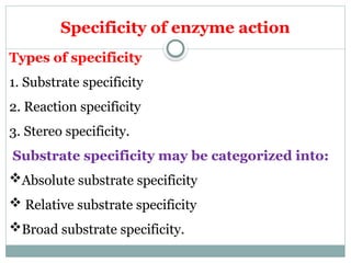 Reaction Specificity Example 200L Enzymology MBBS2.pptx- Enzyme and its Kinetics | PPTX