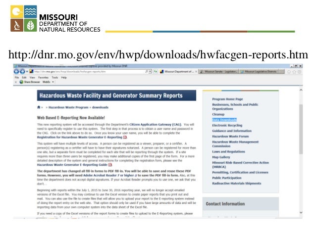 waste letterhead management Green, David Reporting Missouri E Demonstration DNR, waste letterhead management Green, David Reporting Missouri E Demonstration DNR,