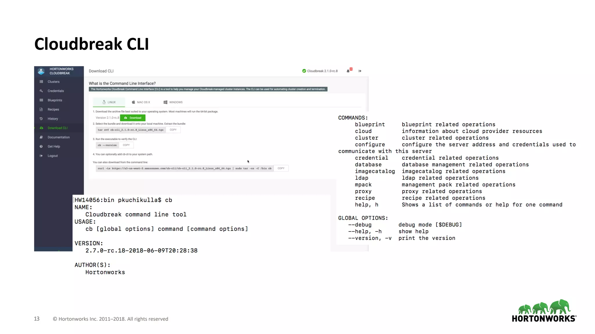 13 © Hortonworks Inc. 2011–2018. All rights reserved
Cloudbreak CLI
 