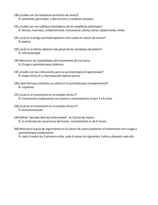 2CIENTAS PREGUNTAS ONCOLOGICAS OCTAVO DE