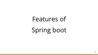 Features of
Spring boot
62
 