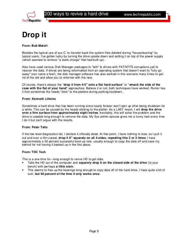 200 Ways To Revive A Hard Drive