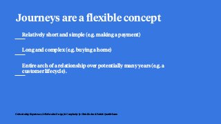 Journeys are a flexible concept
Relatively short and simple (e.g. making a payment)
Long and complex (e.g. buying a home)
...